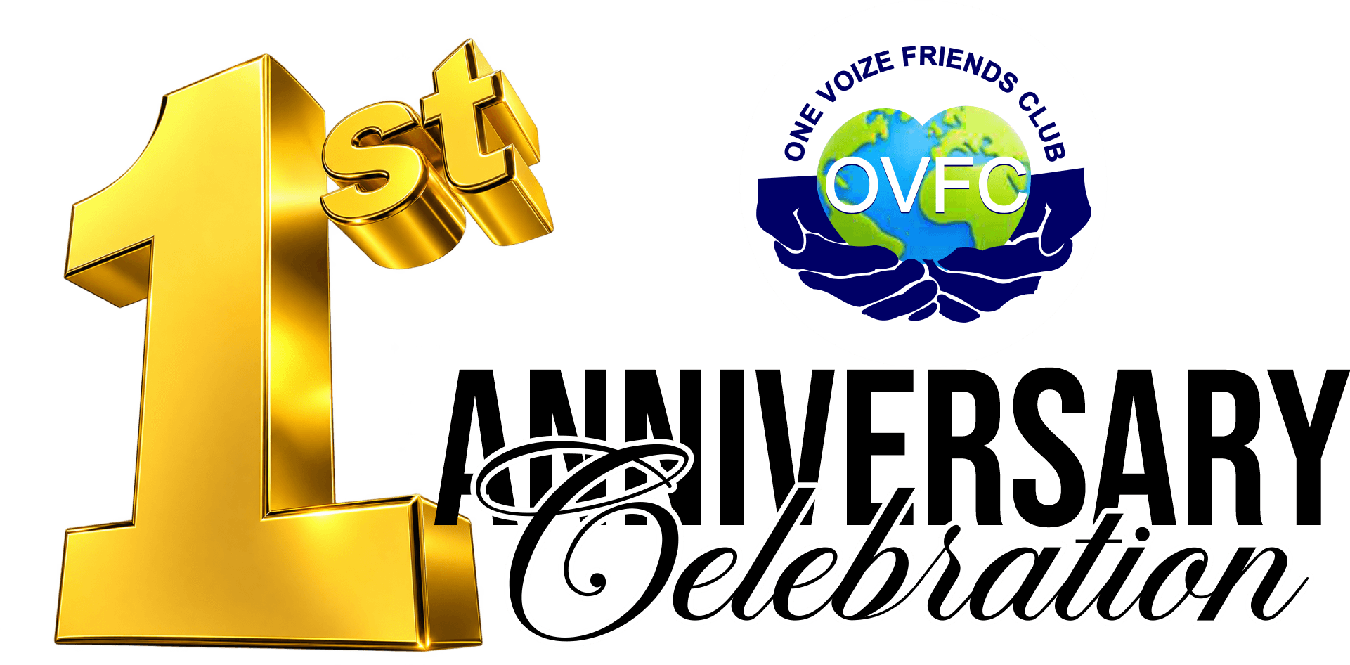 1st Anniversary Celebration artwork with the One Voize Friends Club logo